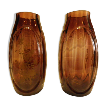 Pair of colored glass vases