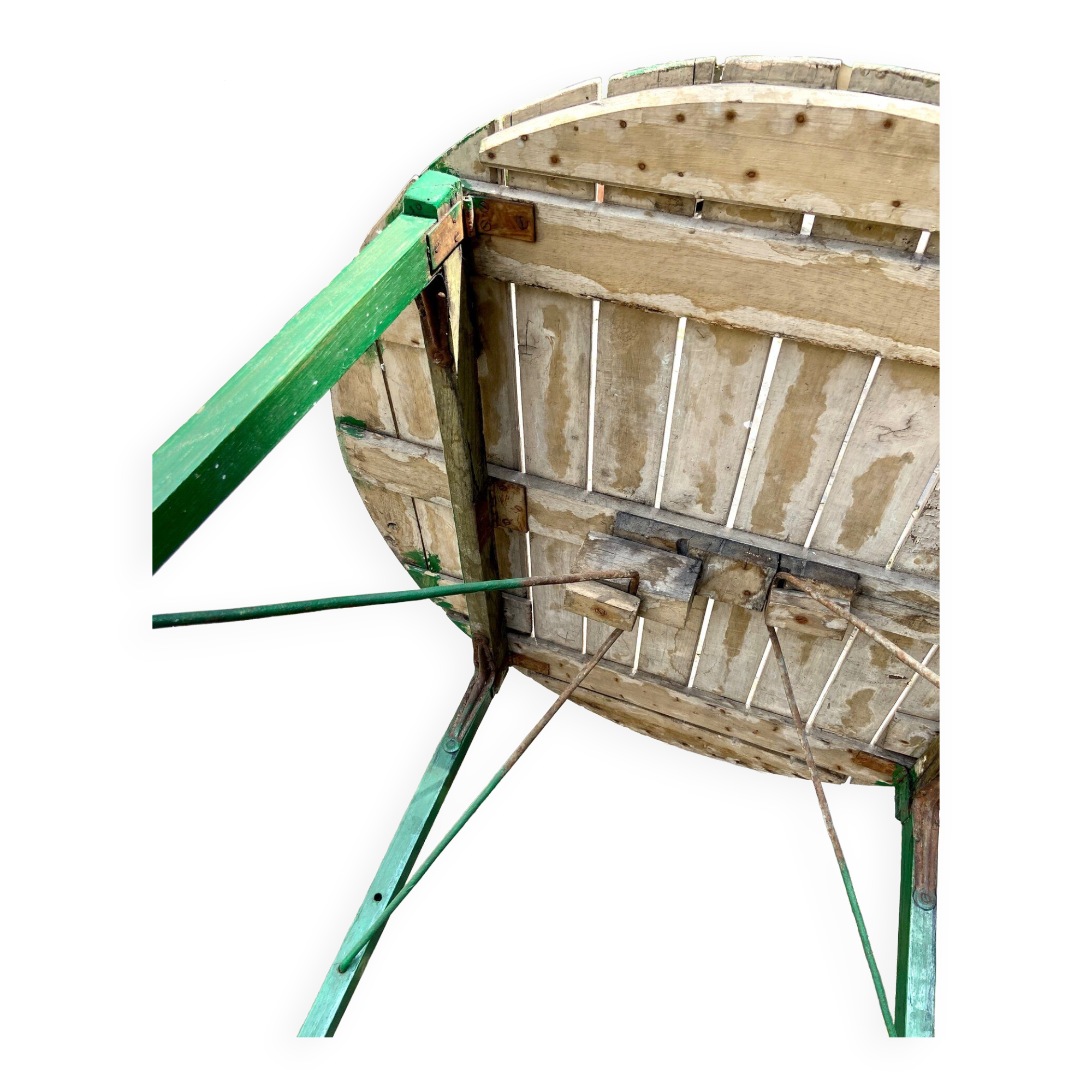 Table de jardin pliante en bois vert et beige ⌀ 95 cm