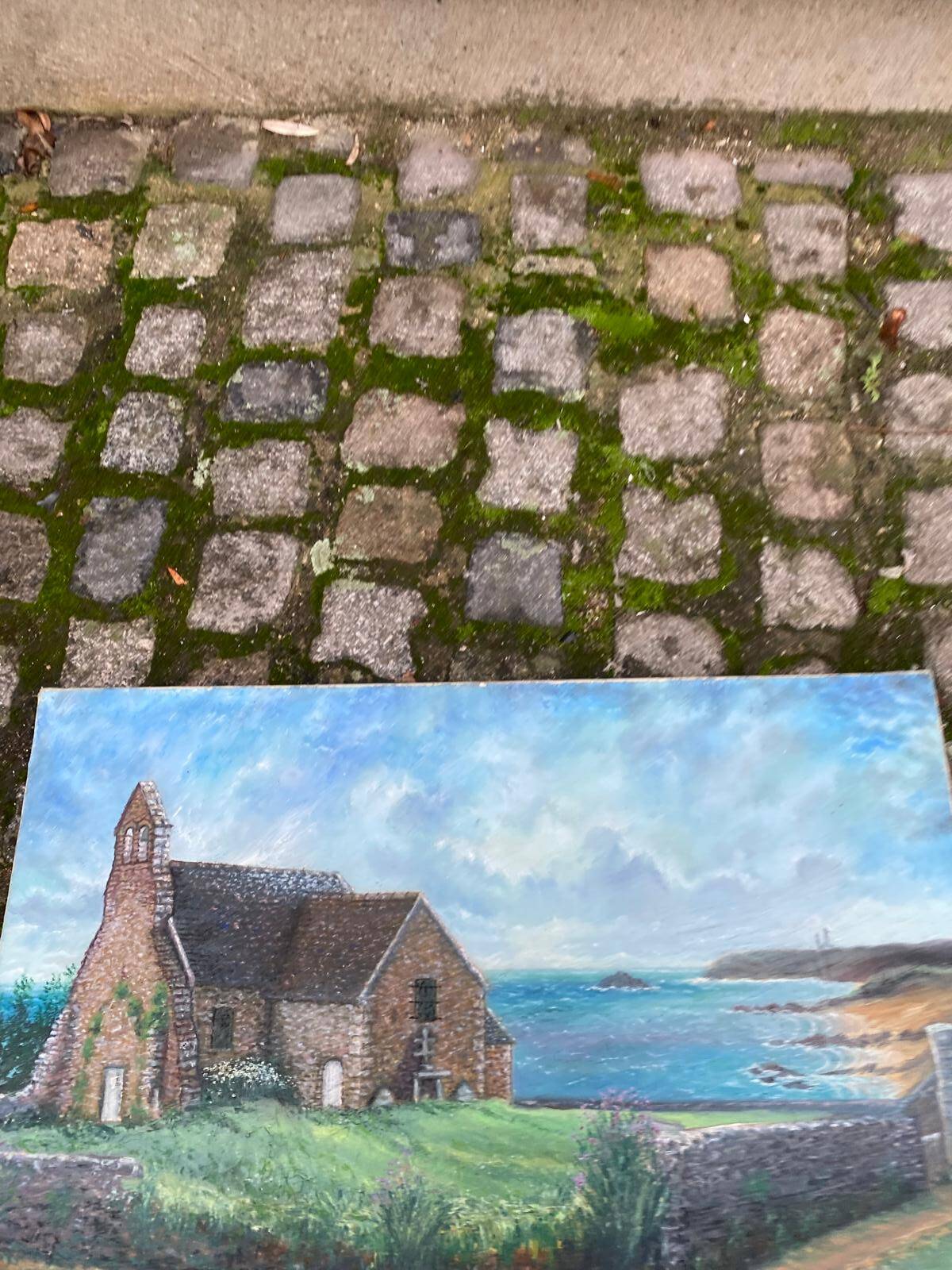 Oil painting on canvas, house by the sea, signed Lelaidier, 73x5