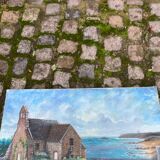 Oil painting on canvas, house by the sea, signed Lelaidier, 73x5