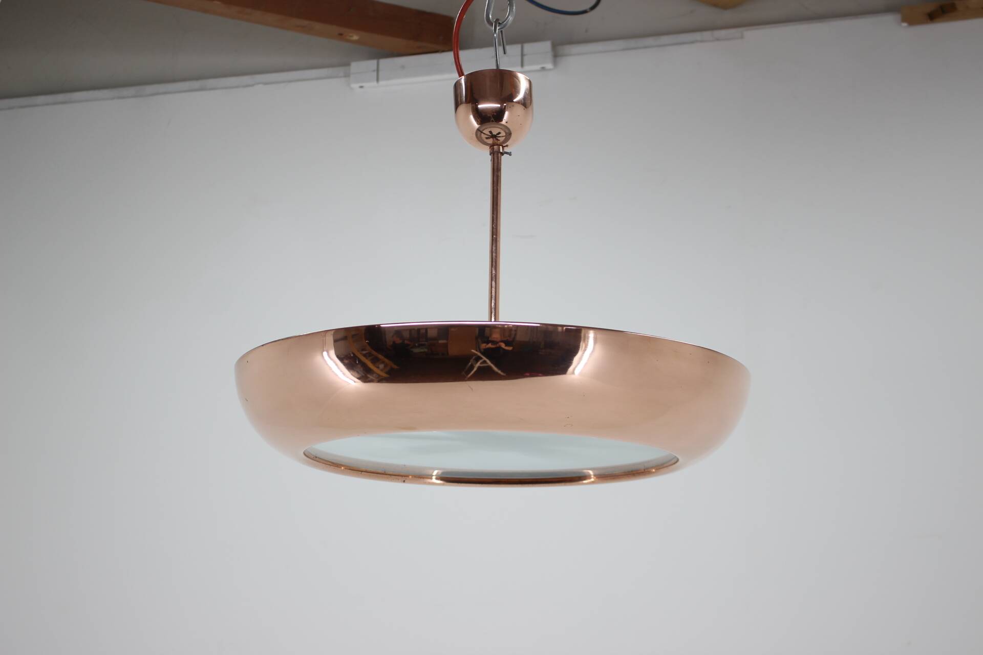 1930s Bauhaus / Functionalist Copper Chandelier UFO by Josef Hurka, 4 items available