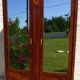 Armoire ancienne 2 portes miroir en marqueterie de bois