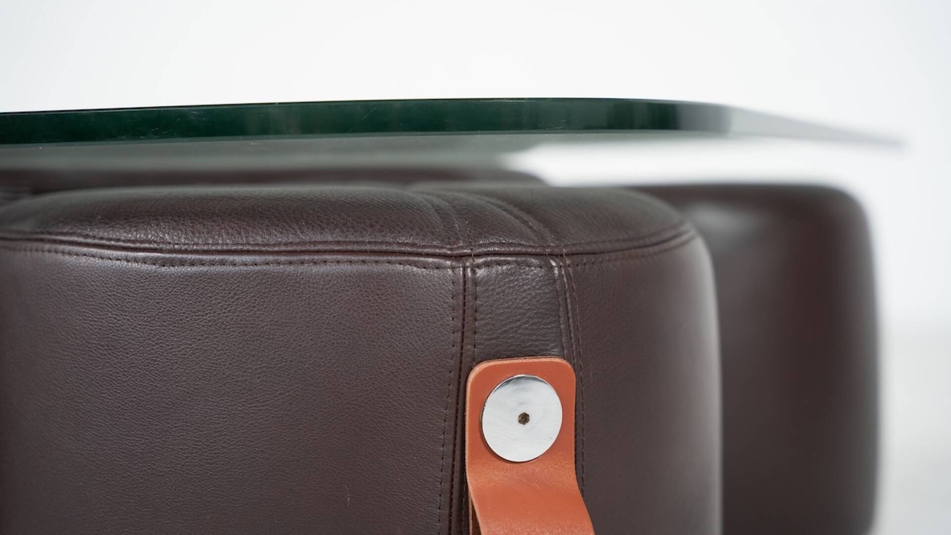 Coffee Table and 4 Stools by Guido Faleschini, Leather, 1970s
