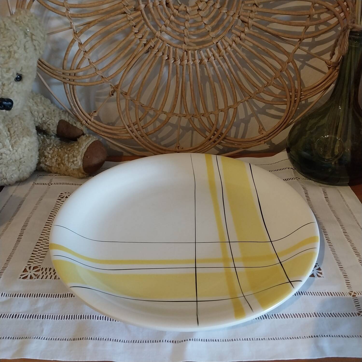 Old large earthenware dish Salins France