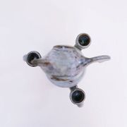 Three-light chandelier in glazed ceramic in the style of Jacques Pouchain.
