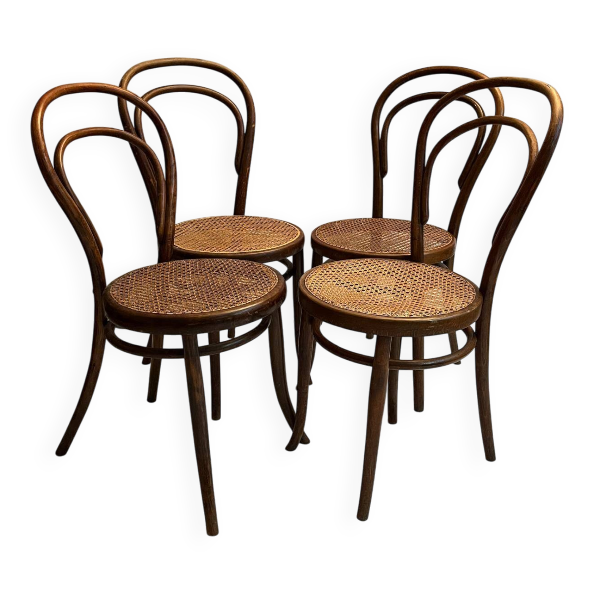 Set of bentwood caned chairs by Thonet, 1930s-40s.