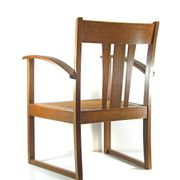 Antique Art Nouveau oak armchair Austria / Germany c.1910