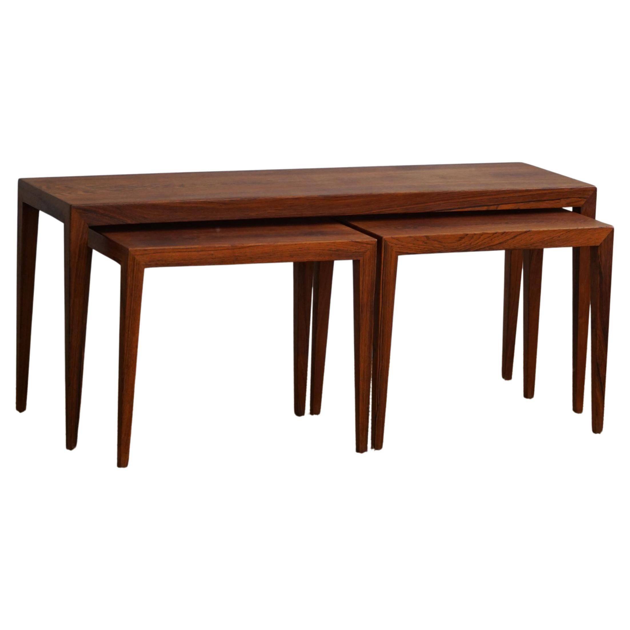 Set of 3 nesting tables in Brazilian rosewood by Severin Hansen.
