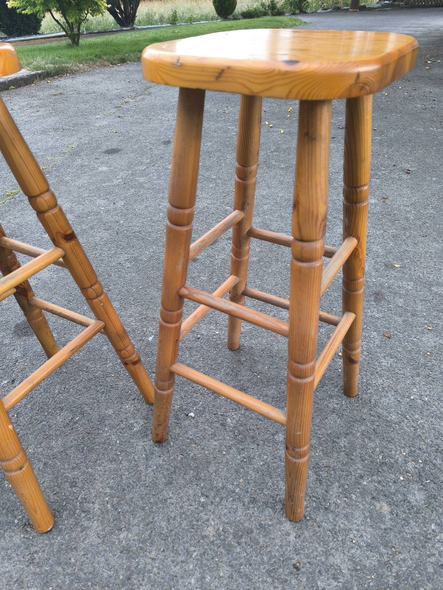 4 pine bar stools circa 1980