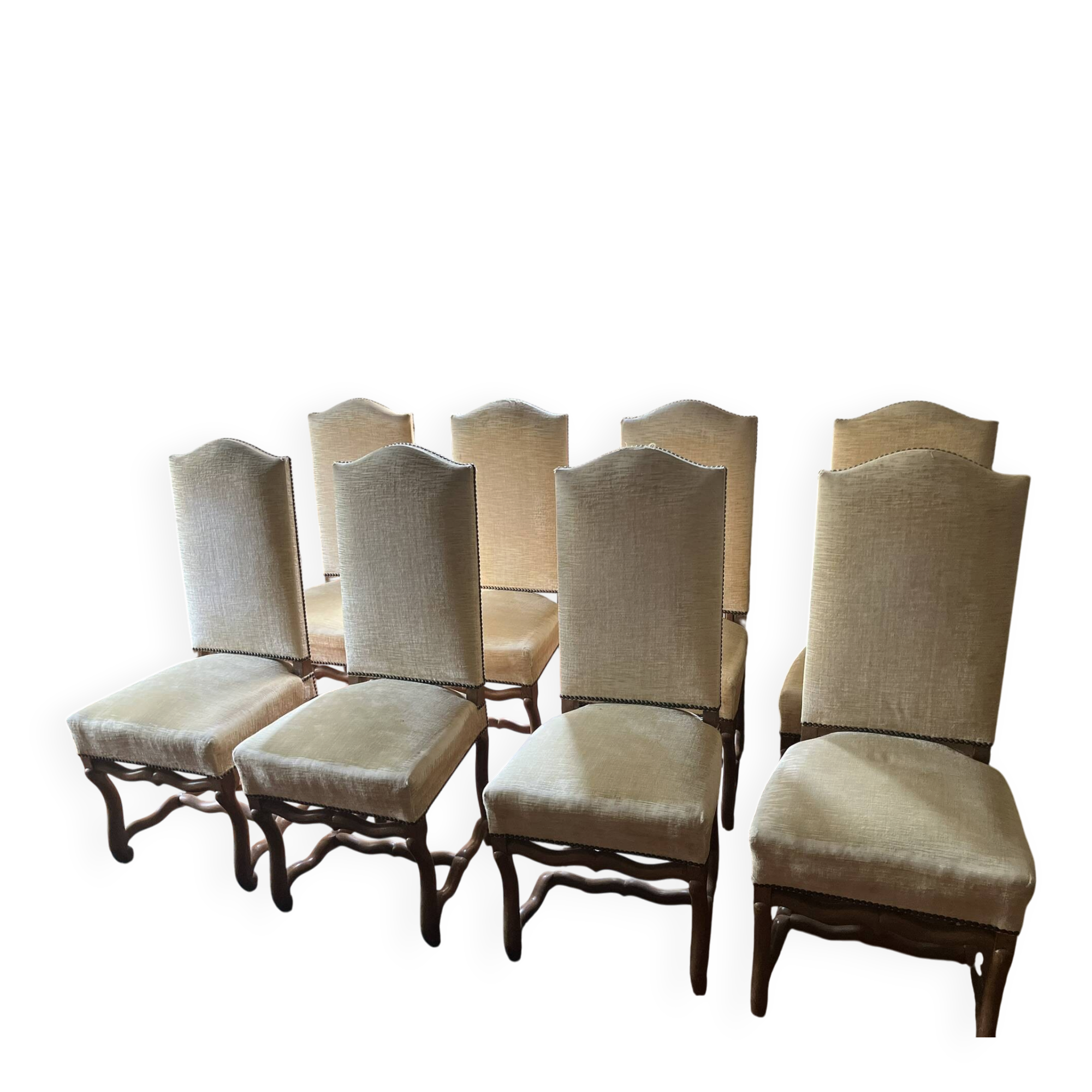 Ensemble de 8 chaises os de mouton style Louis XIII