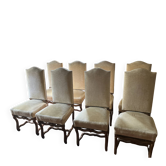 Set of 8 sheep bone chairs in Louis XIII style.