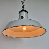 Industrial Grey Enamel Factory Pendant Lamp, 1960s