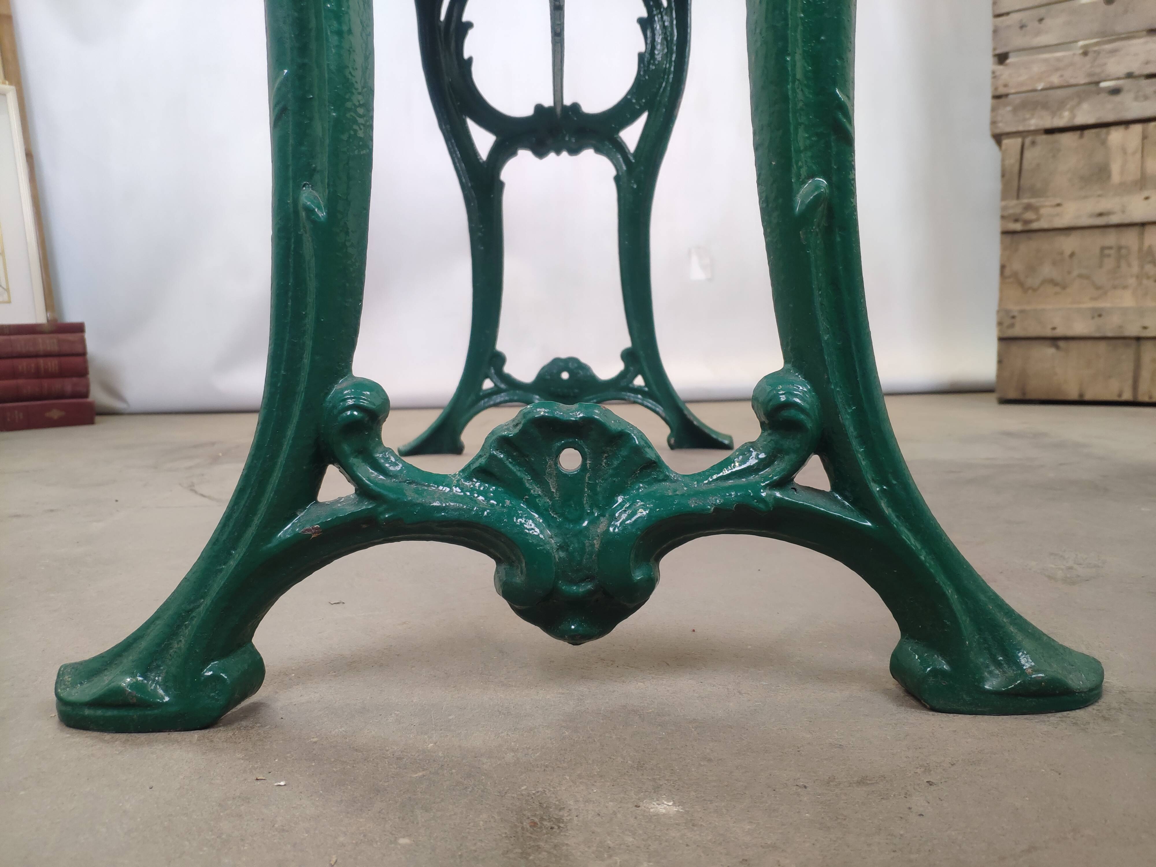 Wrought iron bistro table and vintage grey marble