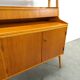 Teak fineer kast uit Zweden met lades, legplank en uitschuifbare plank