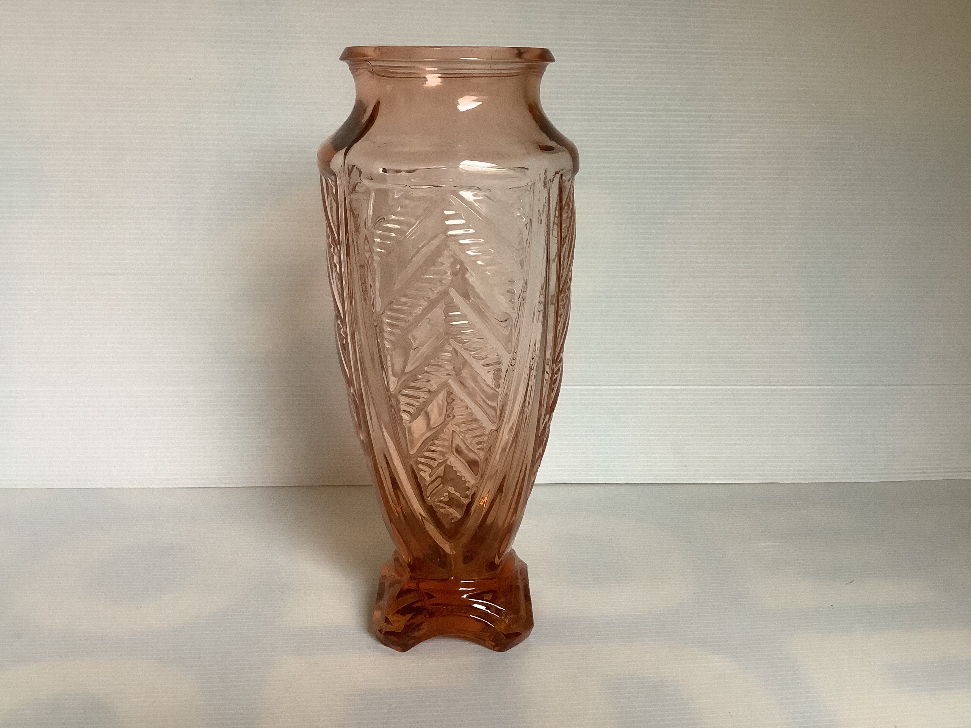 Art deco pink glass vase