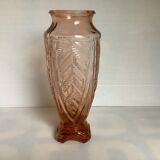 Art deco pink glass vase
