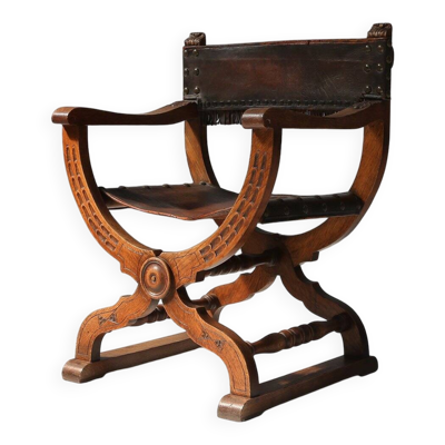 Chaise de trône néo-Renaissance antique, France, années 1890.