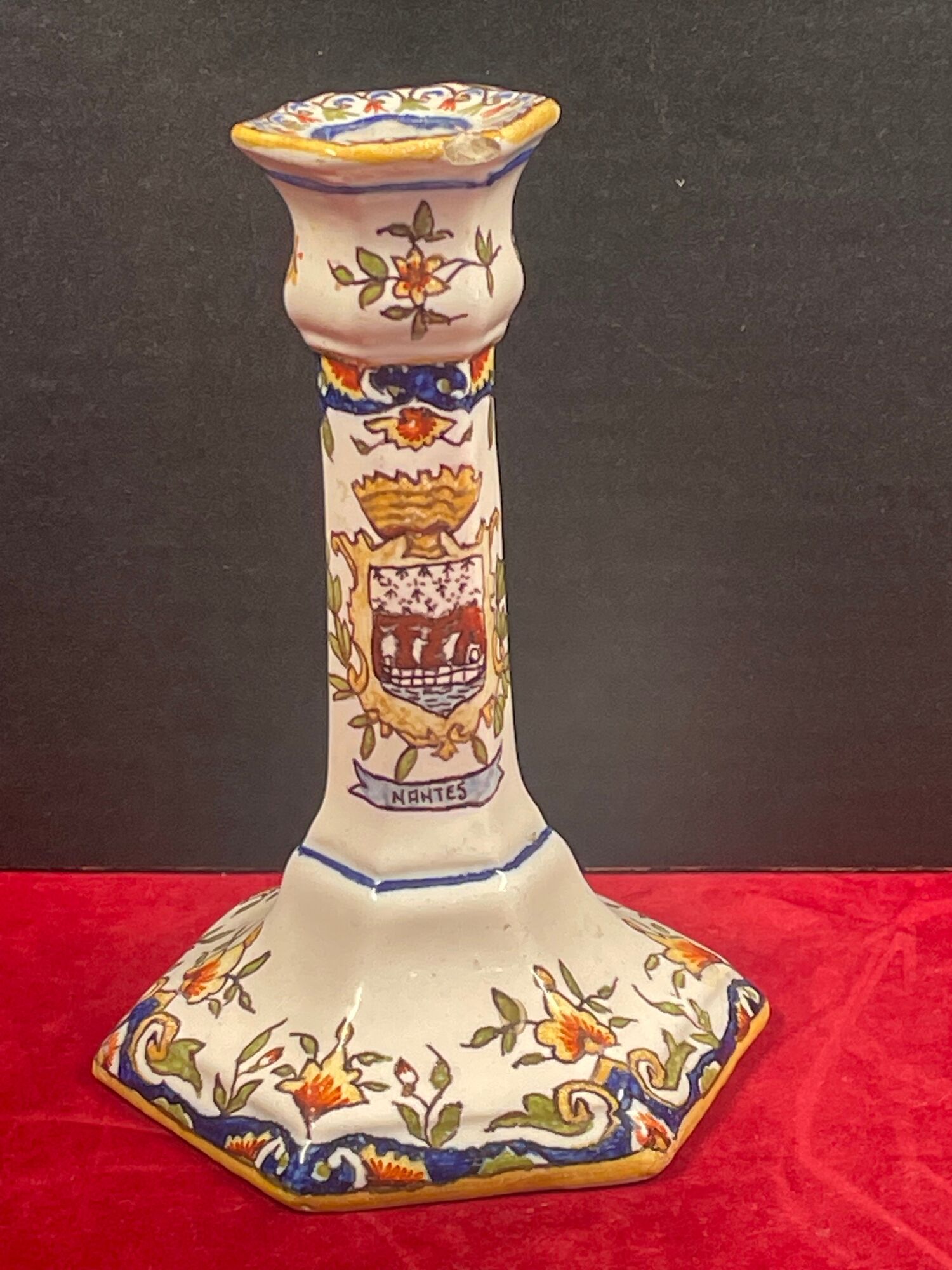 Candle holder in earthenware of Desvres