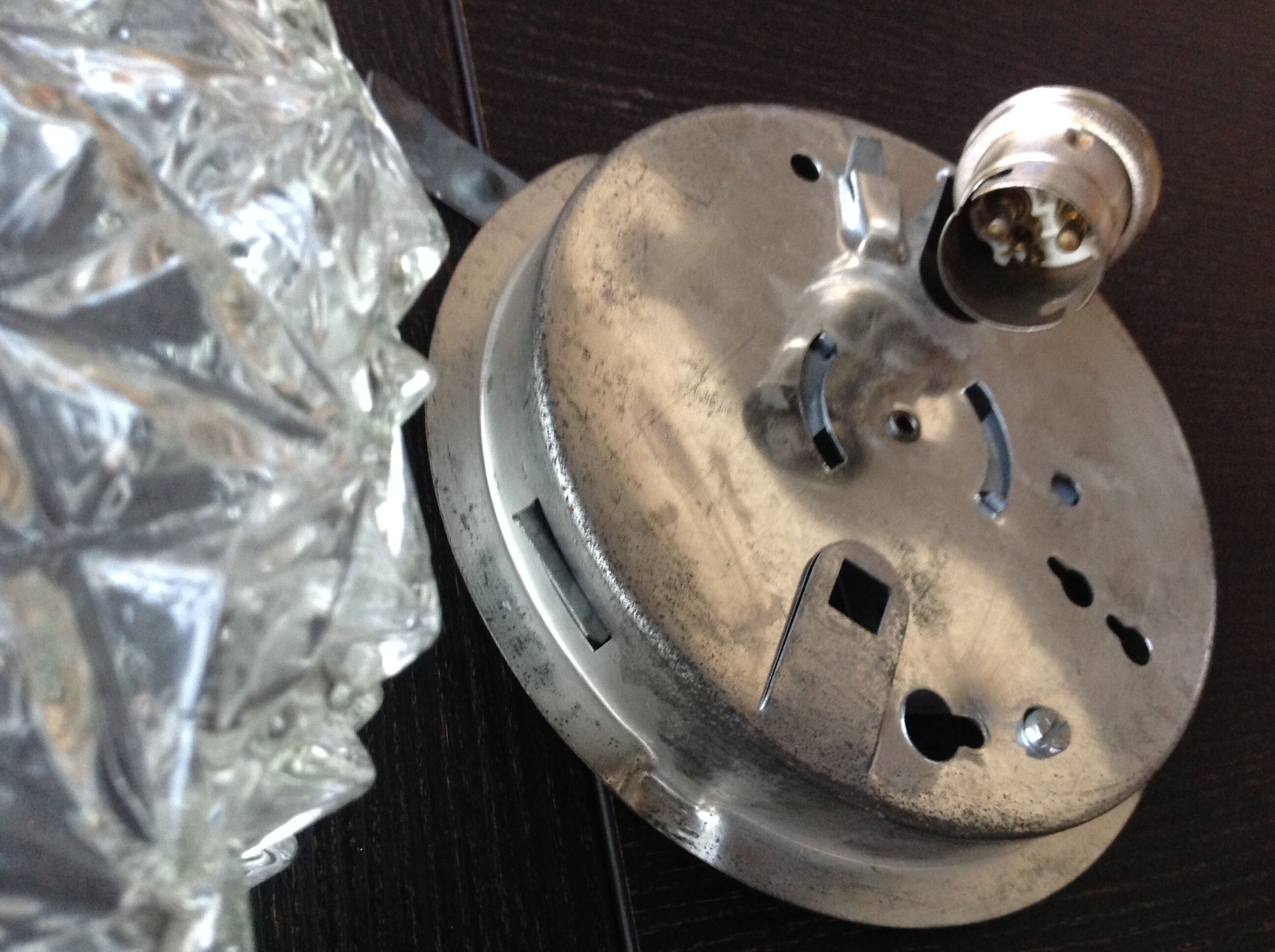 Vintage structured glass round ceiling lamp 60s-70s
