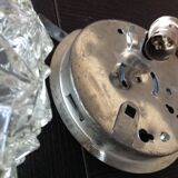 Vintage structured glass round ceiling lamp 60s-70s