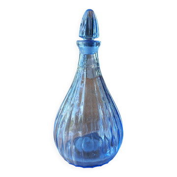 Carafe art deco en verre bleu