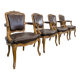 Set of 4 Louis XV style leather armchairs