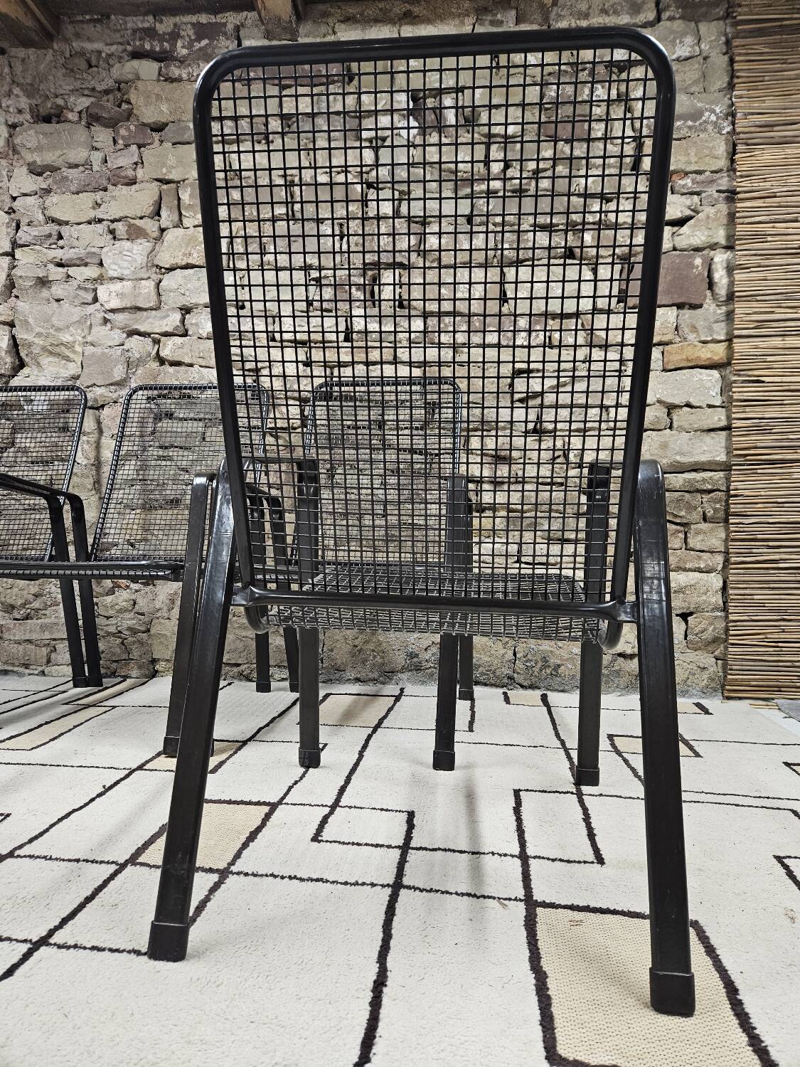 Lot 4 fauteuils vintage 1970" jardin terrase