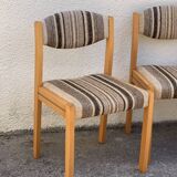 Suite of 4 chairs self beech brass and wool 1960