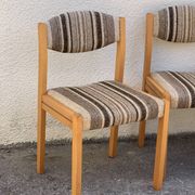Suite de 4 chaises self hêtre laiton et laine 1960