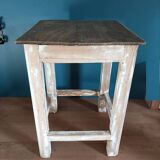 Solid wood stool square seat patinated feet