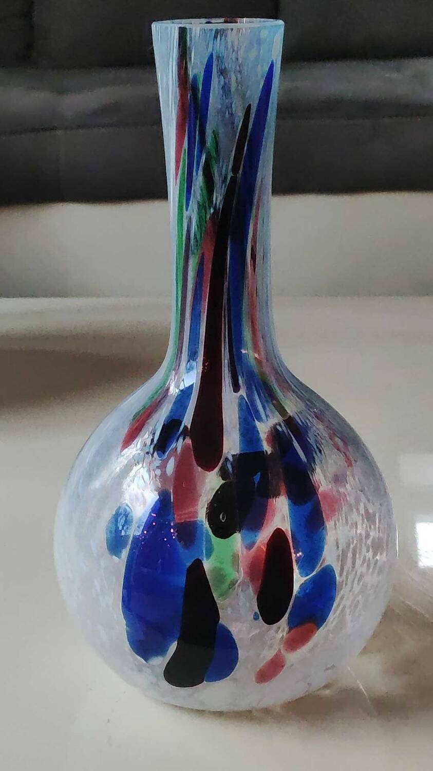 Speckled Blown Art Glass Ball Vase