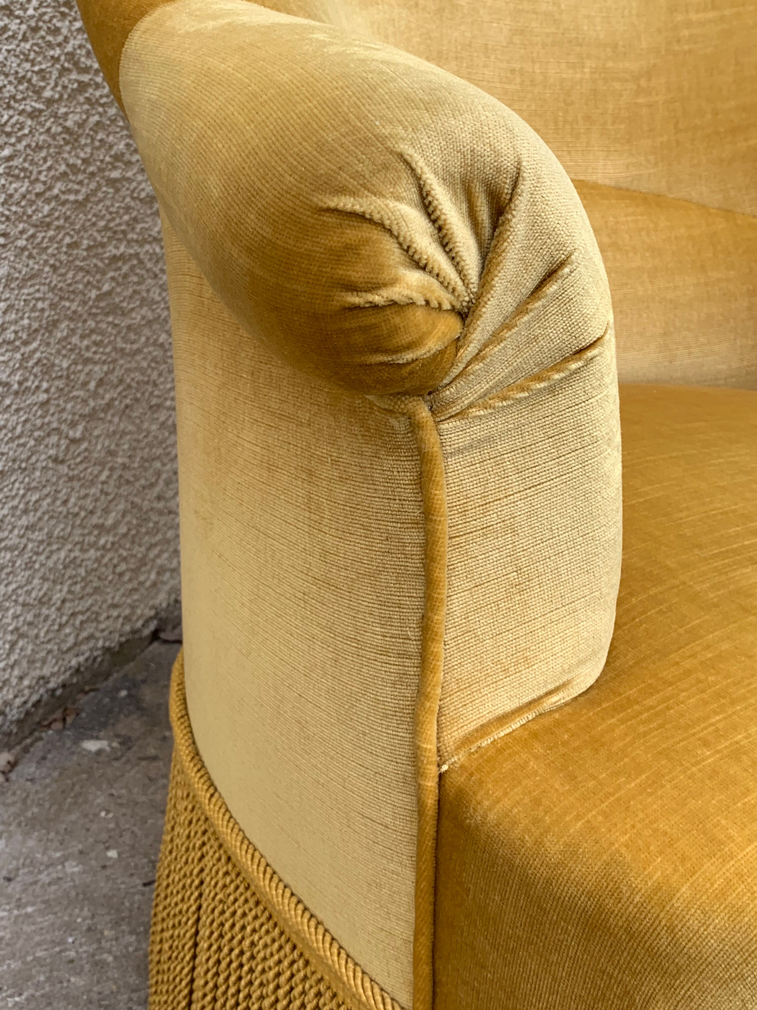 Golden velvet toad armchair