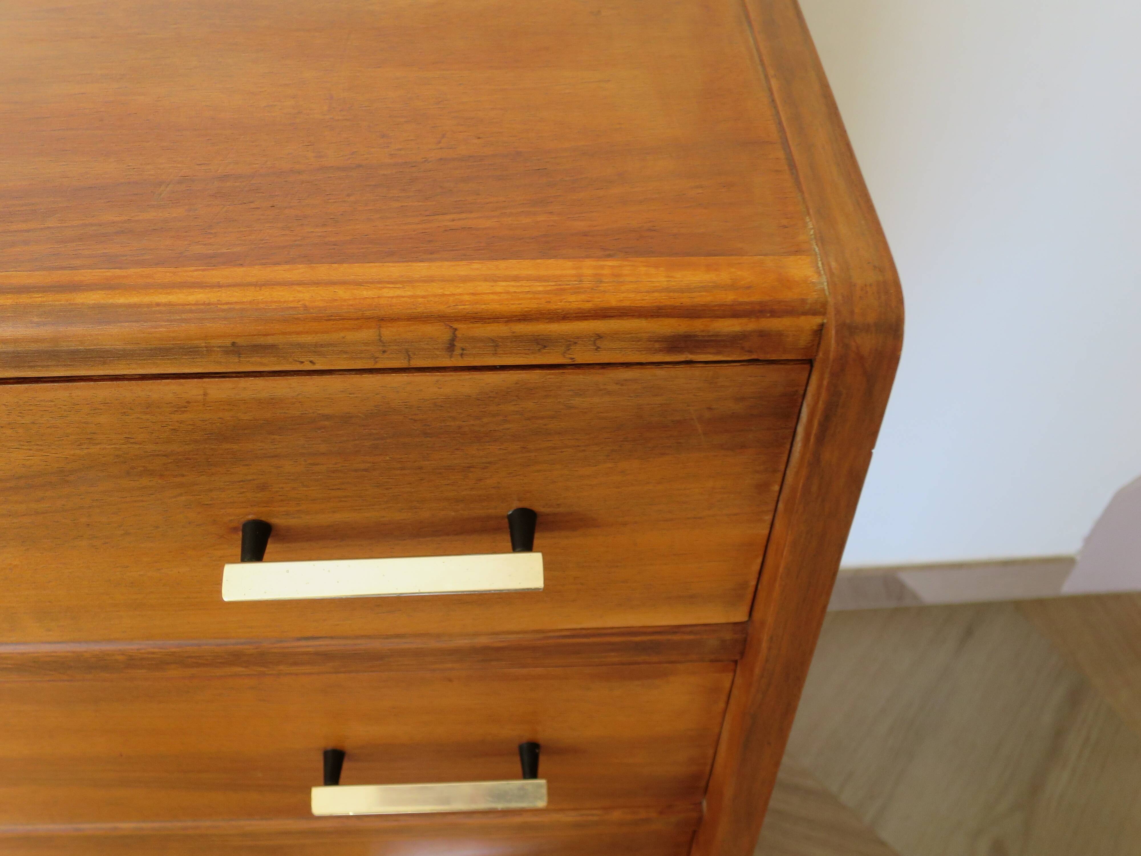 Cabinetmaker's chest of drawers - 4 drawers - golden oak - with oblique profile - compass feet - 1950