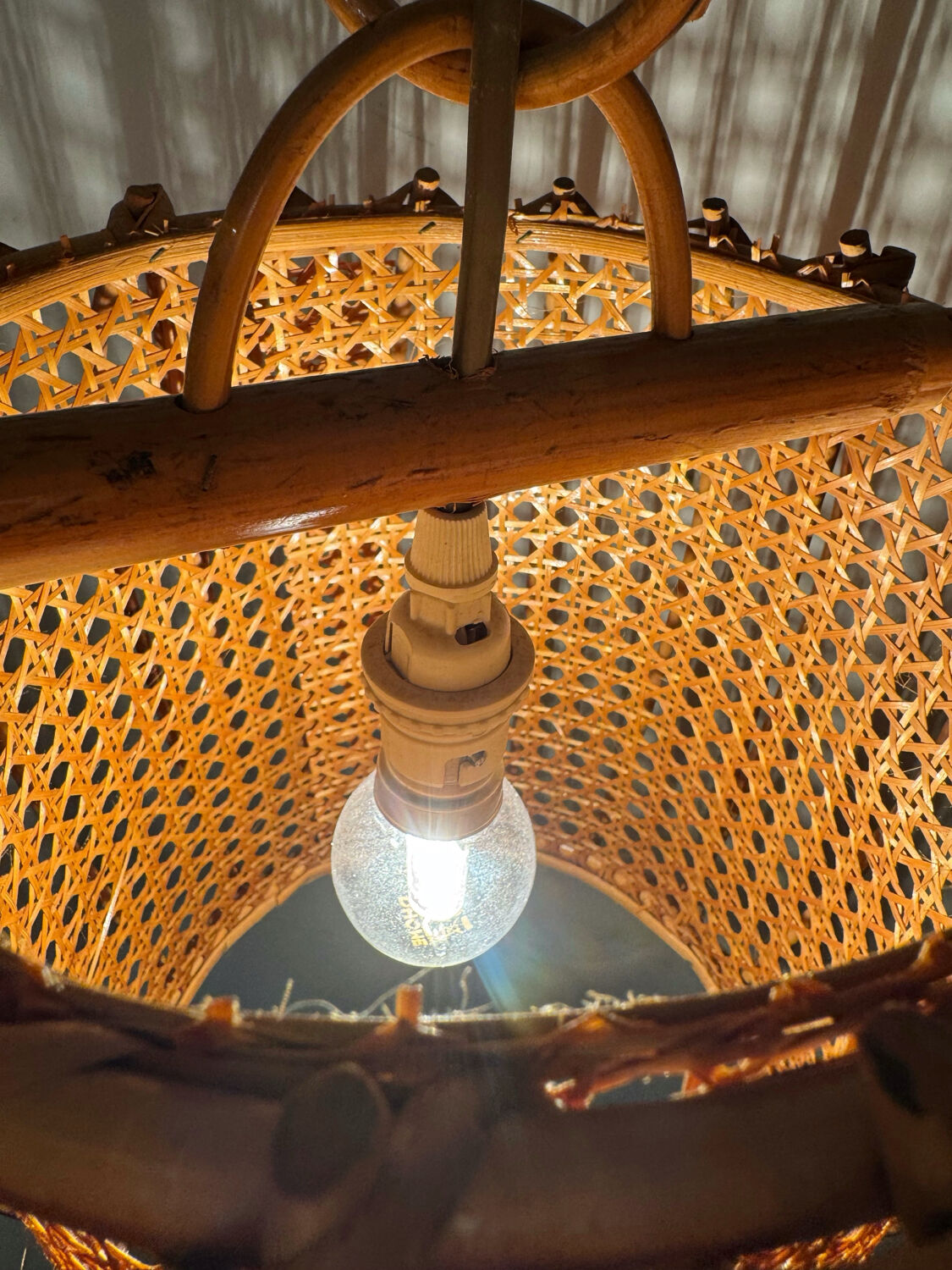 Bamboo rattan suspension from the 1960s.