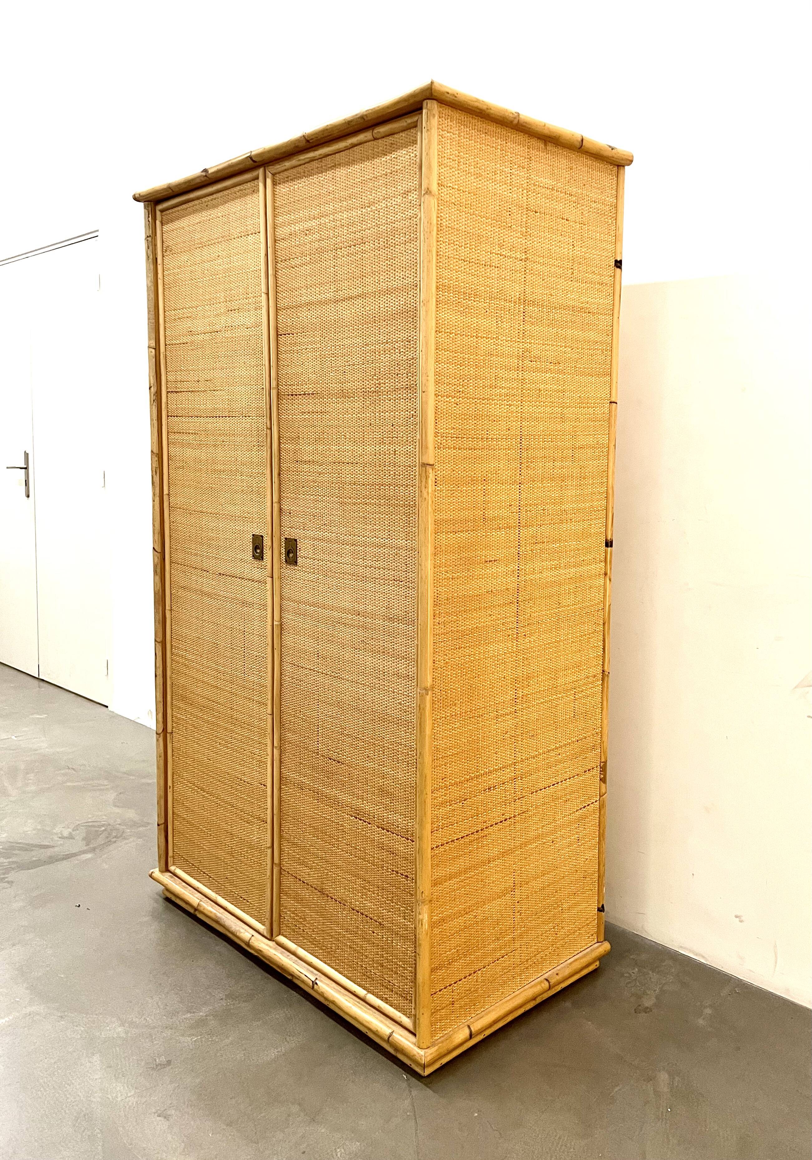 Vintage rattan cabinet Dal Vera Italy 1970