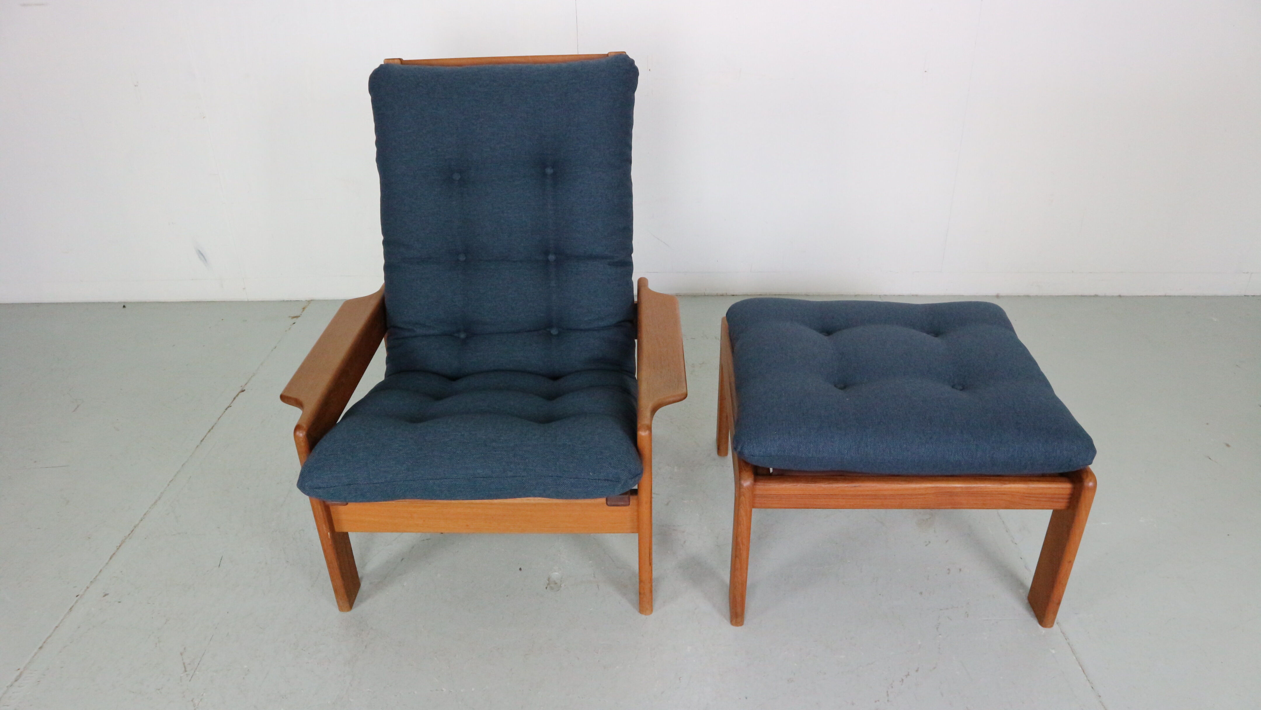 Teak armchair & ottoman by Emc Møbler Denmark mid-century modern