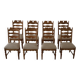 Set of 8 oak chairs with jute fabric, Henning Kjærnulf, mid-century Danish, 1960s.