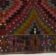 Geometric Pattern Burgundy  Turkish Vintage Kilim Rug, 188x338 Cm