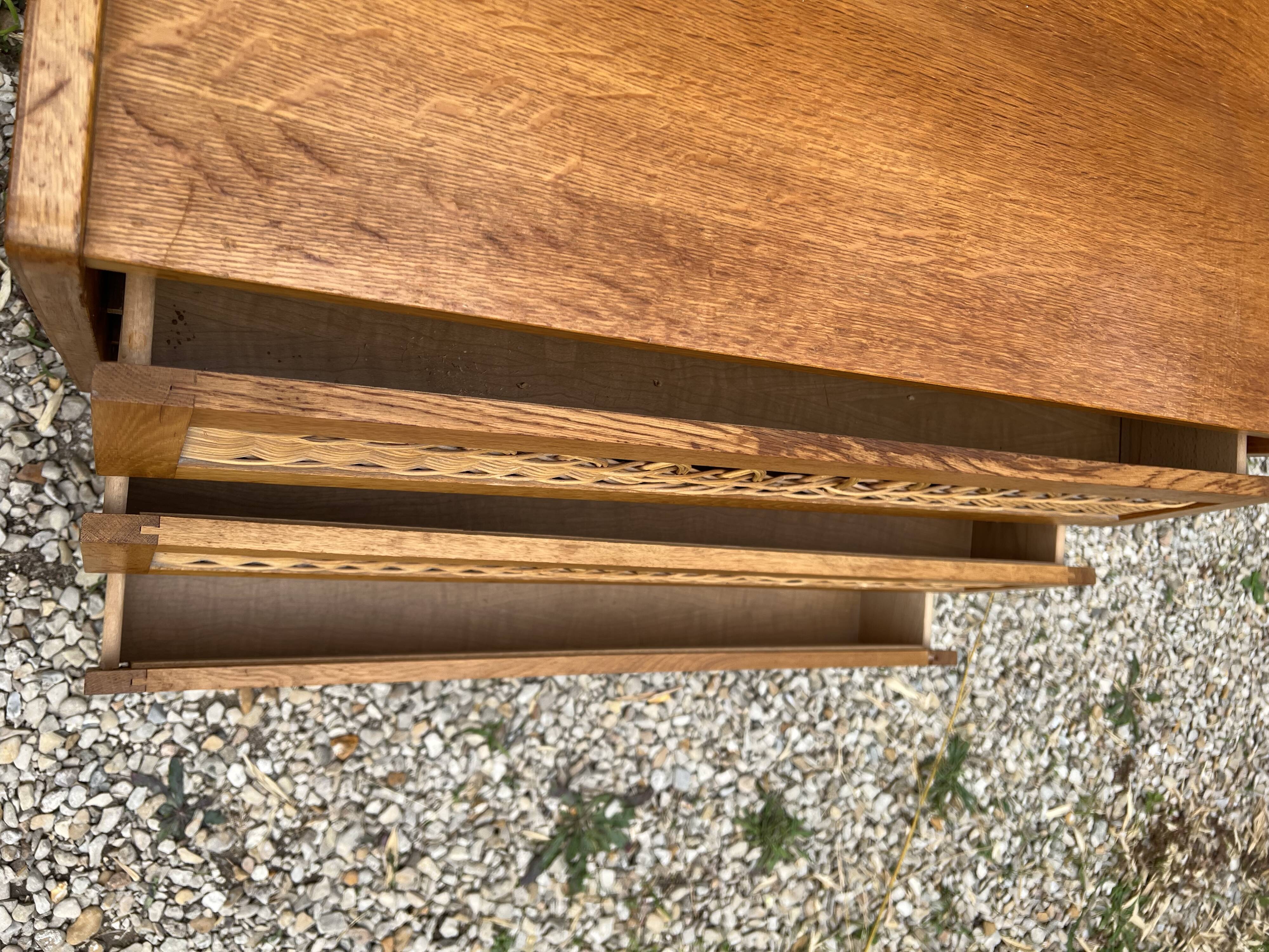 Vintage chest of drawers wood and rattan