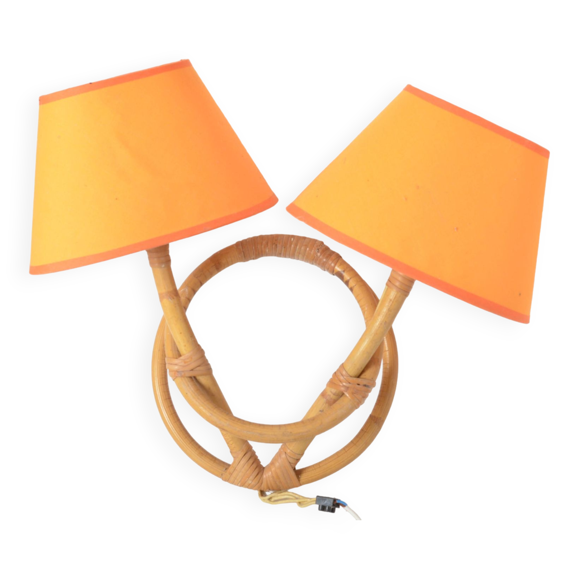 Double rattan wall lamp