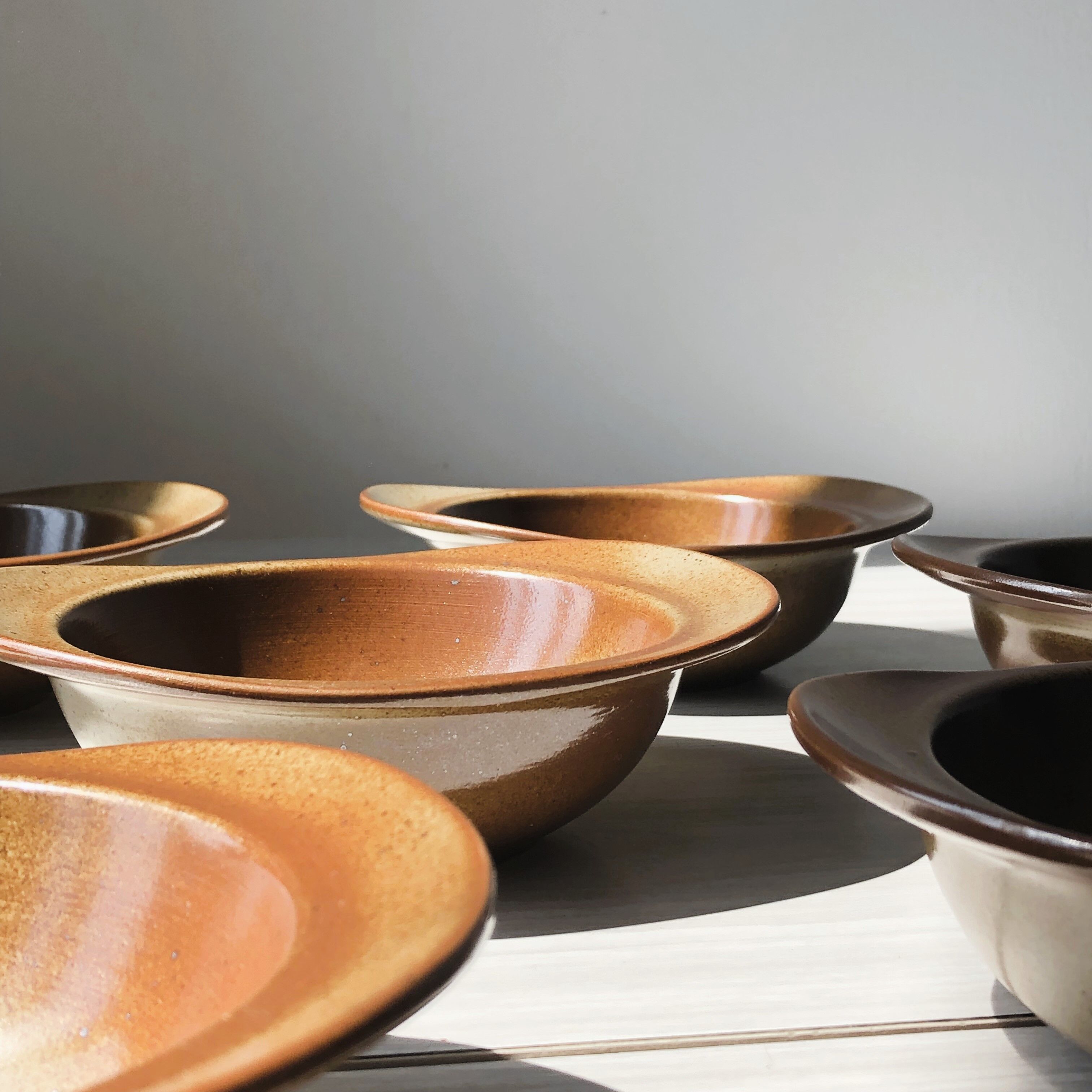 Set of 7 bowls with ears in spotted ceramic - TBE pyrite stoneware.