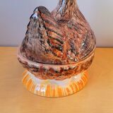 Enameled ceramic chicken terrine 1960