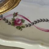 Pair of cut glass and Limoges porcelain wall sconces