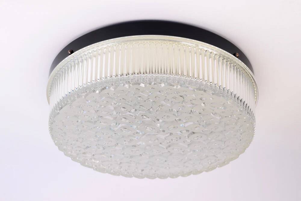 Atomic Age Glass Ceiling Light by Wila