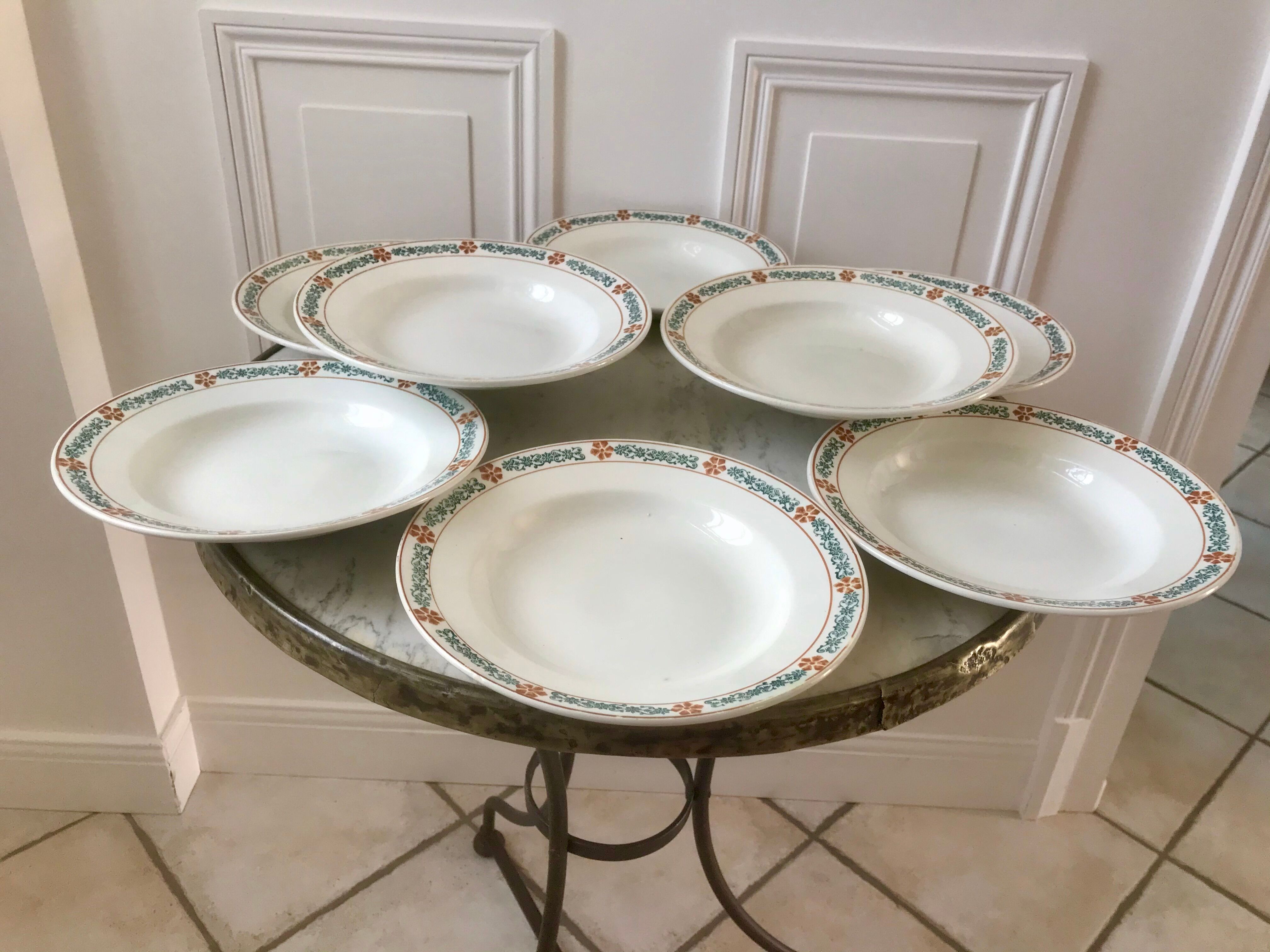 lot of 8 hollow plates Terre de Fer St Amand model "Molière" XXth