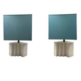 Hollywood regency set of 2 ceramic table Lamps, France 1970s