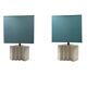 Hollywood regency set of 2 ceramic table Lamps, France 1970s