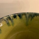 Vase en céramique émaillée évasé bleu, jaune vert