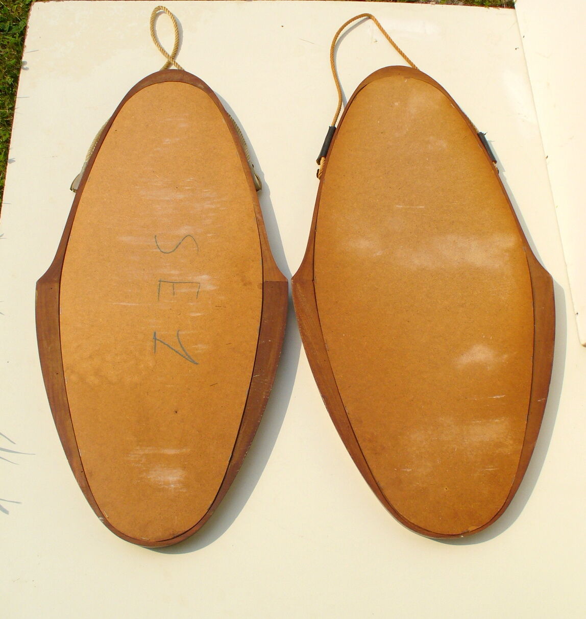 Miroirs en teck danois du milieu du siècle années 1950 41x84cm