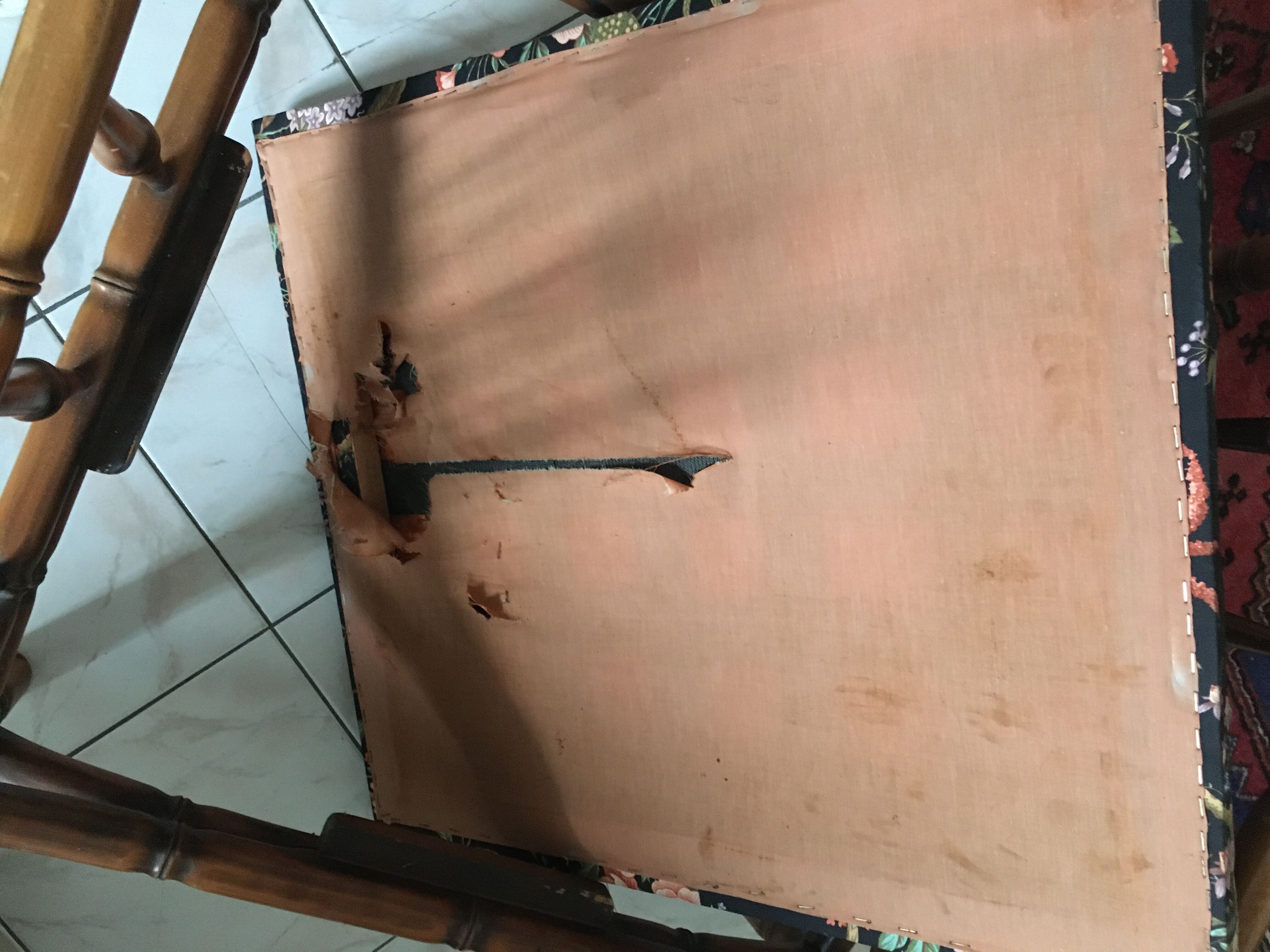 Faux bamboo chair with cushion